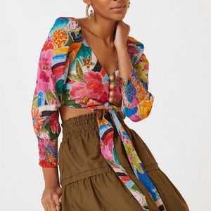 NWT Anthropologie Farm Rio tie waist crop top